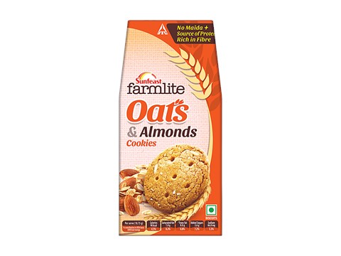 Sunfeast Farmlite Biscuit - Cookies Oats & Almonds, 150 g
