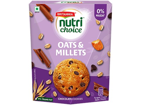 Britannia Nutrichoice Oats & Millets Chocolate Flavour Cookies, 150 g