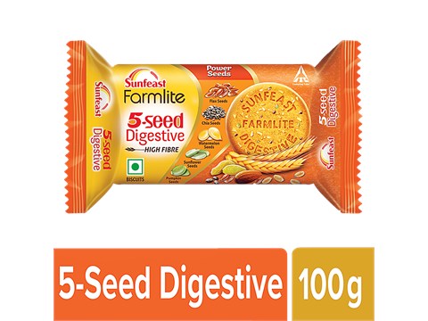 Sunfeast Farmlite 5 Seed Digestive Biscuit - High Fibre, Goodness Of 5 Power Seeds & Wheat Fibre, 100 g