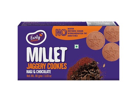Early Foods Ragi & Chocolate Millet Jaggery Cookies, 86 g
