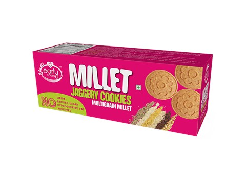 Early Foods Jaggery Millet Cookies - Multigrain, No Maida, No Preservatives & Additives, 130 g