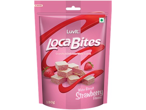 LuvIt Loca Bites Strawberry Wafer Cubes, 150 g