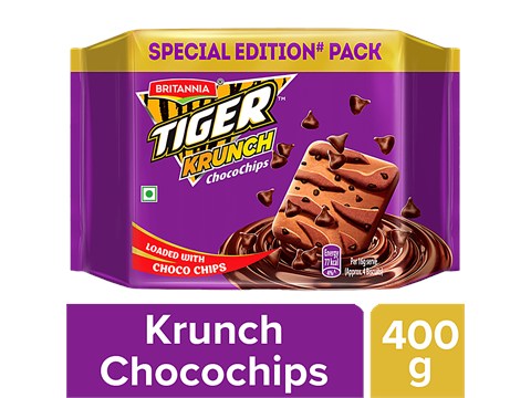 Britannia Tiger Krunch Chocochips Biscuits, 400 g