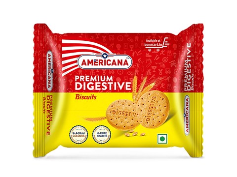 Americana Premium Digestive Biscuits - High In Fibre, Perfect Snack, 180 g