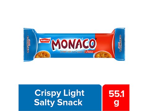 Parle Monaco Biscuit - Zeera, Crispy, Light, Salty Snack, 55.1 g