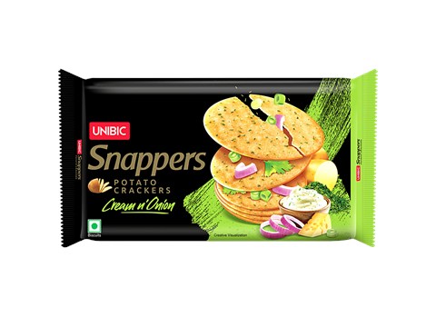 Unibic Snappers - Potato Crackers, Cream 'N' Onion, Crispy Snack, 280 g