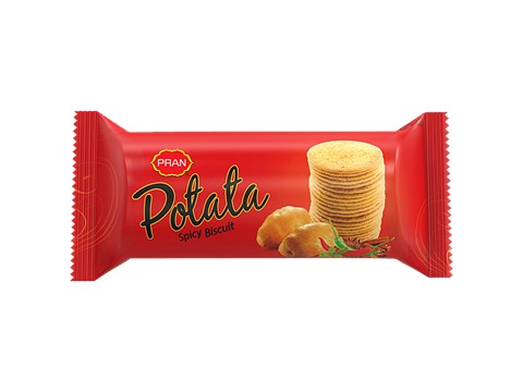 PRAN Potata Flavoured Biscuit - Spicy, Thins, For Teatime Snacking, 75 g