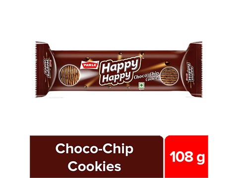 Parle Happy Happy Choco-Chip Cookies - Rich, Crunchy, Baked, 108 g