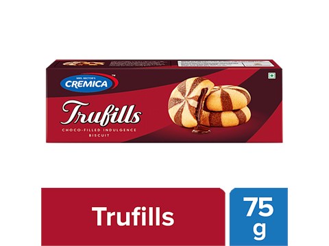 Cremica Trufills Biscuit - With Coco Filled Gourmet Cookies, Delicious & Crispy, 75 g