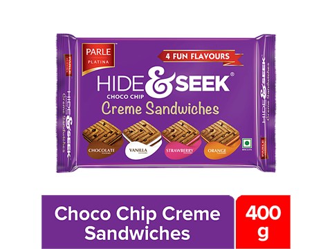 Parle Platina Hide & Seek Choco Chip Creme Sandwiches - Assorted Flavours, 400 g