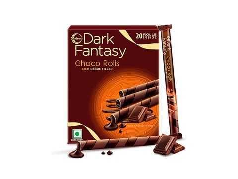 Sunfeast Dark Fantasy Choco Rolls Wafer Biscuits Rich Creme Filled, 180 g