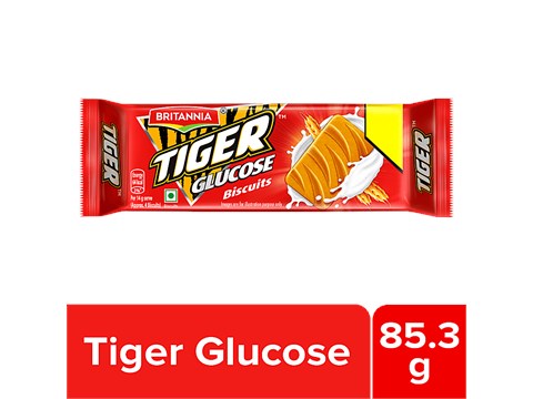 Britannia Tiger Glucose Biscuit - Crunchy Snack, 85.3 g