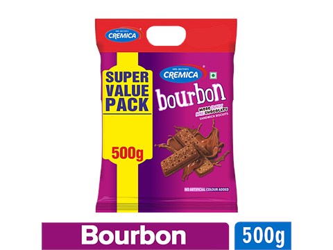 Cremica Bourbon - More Crunchy & More Chocolaty Sandwich Biscuits, 500 g