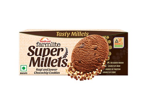 Sunfeast Farmlite Super Millets Ragi & Jowar Chocochip Cookies, 75 g