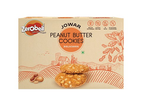 Zerobeli Jowar Peanut Butter Cookies - Whole Grain, Rich In Fibre, No Preservatives, 250 g
