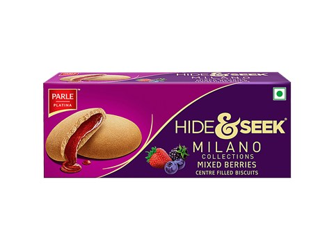 Parle Platina Hide & Seek - Milano Centre Filled Mixed Berries Biscuits, Rich Taste, 60 g