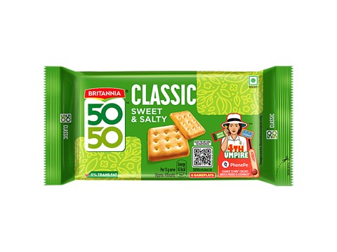Britannia 50-50 Sweet & Salty Biscuit - Light, Crispy, 188 g