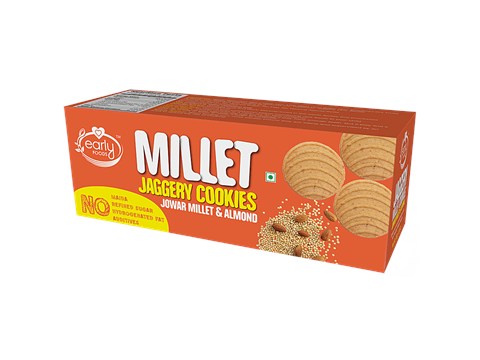 Early Foods Jaggery Millet Cookies - Jowar & Almonds, No Preservatives & Additives, 130 g