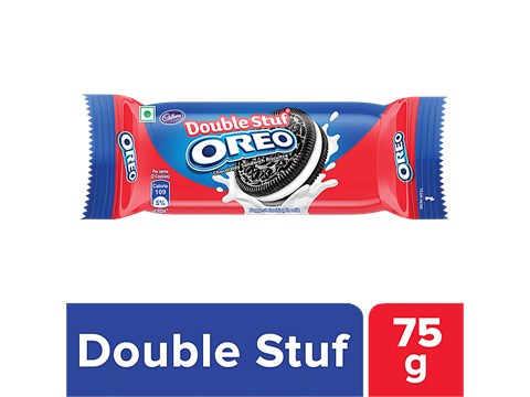 Cadbury Oreo Double Stuf - Vanilla Creme, Chocolatey Sandwich Biscuit, 75 g