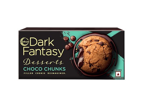 Sunfeast Dark Fantasy Choco Chunks - Choco Chip & Molten Choco Crme Filled Cookie, 75 g