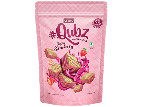 Unibic Qubz English Strawberry Wafer Cubes, 120 g