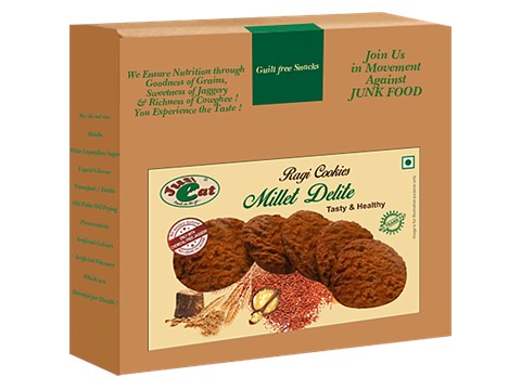 Just Eat Millet Delite Ragi Cookies - Rich In Fibre, Healthy & Crunchy Snack, 200 g