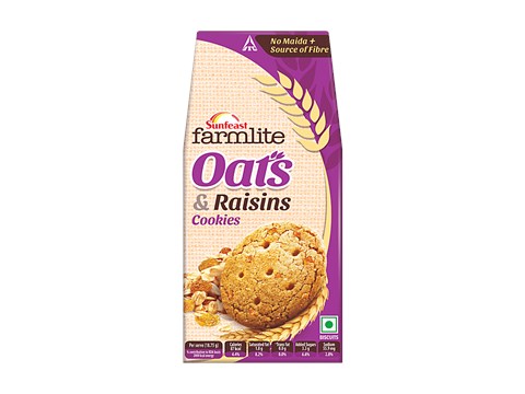 Sunfeast Farmlite Biscuit - Cookies - Oats & Raisins, 150 g