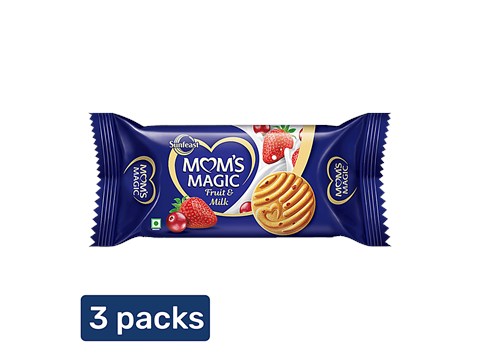 Sunfeast Moms Magic Fruit & Milk Biscuits, 3x51.1 g