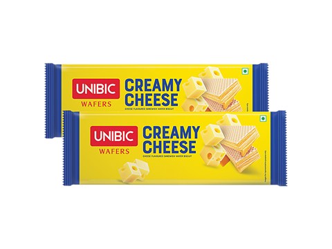 Unibic Wafers -  Creamy Cheese Sandwich Biscuits, Light, Crispy Snack, 75 g
