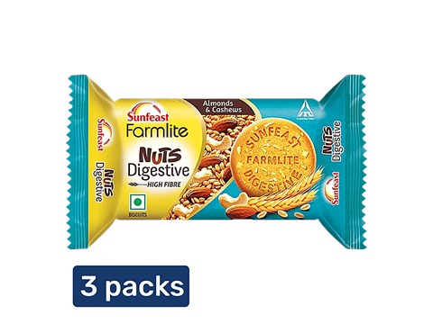 Sunfeast Farmlite Nuts Digestive Biscuit, 3x100 g
