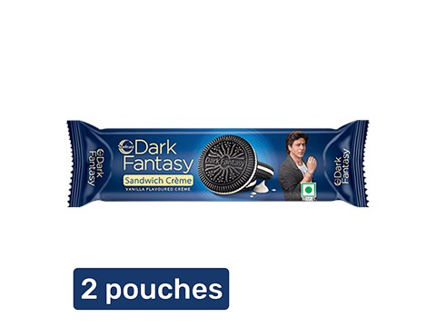 Sunfeast Dark Fantasy Vanilla Flavoured Sandwich Crme Biscuits, 2x79 g