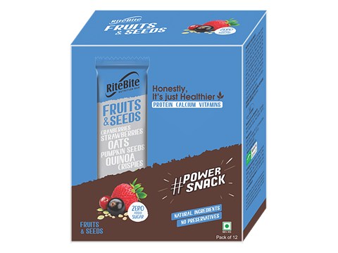 RiteBite Max Protein Multigrain Energy Bar - Fruit & Seeds, Healthy Snack, High In Protein & Fibre, Cranberries, Strawberries, Oats & Pumpkin Seeds, Sugar Free, 35 g