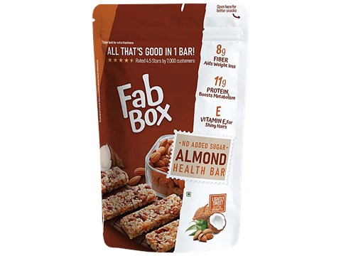Fabbox Almond Health Bar - No Added Sugar, Weight Management, Healthy Snack, Vegan, 120 g