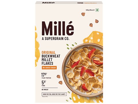 Mille Original Buckwheat Breakfast Millet Flakes - No Added Sugar, 450 g