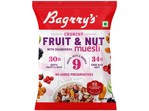 Bagrry's Crunchy Muesli With 30% Fruit & Nut Cranberries, 34% Fibre Rich Oats, 40 g
