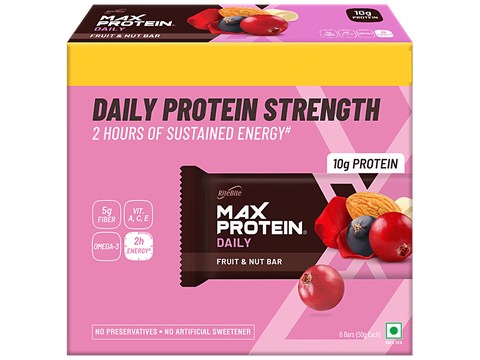 RiteBite Max Protein Bars Fruit & Nut 10g Daily Protein Bar - Healthy Protein Snacks, 50 g