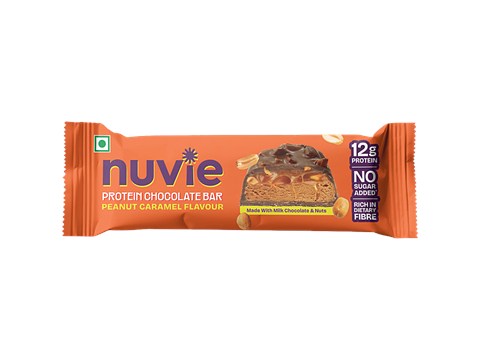 Nuvie Peanut Caramel Flavour Protein Chocolate Bar, 50 g