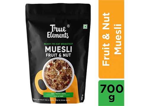 True Elements Fruit & Nut Muesli - 10.8g Fiber Per 100g, High Protein, Ready To Eat Breakfast, 700 g