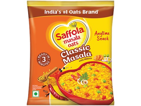 Saffola Masala Oats - Classic Masala, Millets Goodness With Bajra & Jowar, 38 g