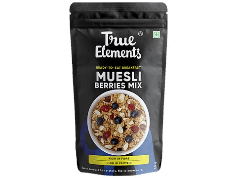 True Elements Cranberry & Blueberry Muesli - High Protein & Fibre, 30 g