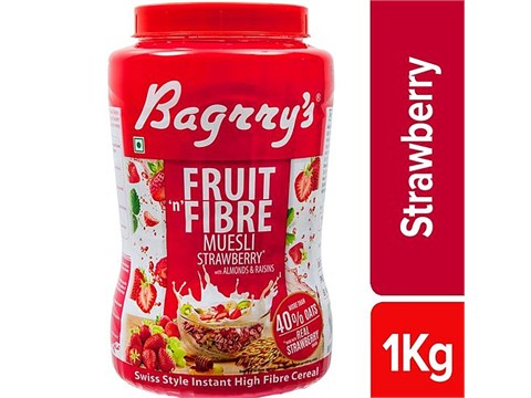 Bagrry's Fruit N Fibre Strawberry Muesli - Goodness Of Real S, 1 kg
