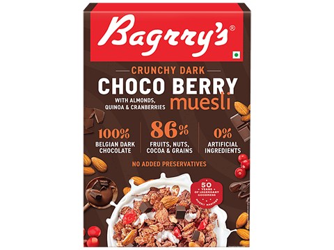 Bagrry's Crunchy Dark Choco Berry Muesli - With Almonds Quinoa & Cranberries, 500 g