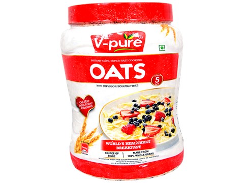 V-pure Oats -Rich In Protein & Fibre, Healthy Breakfast, No Preservatives, 500 g