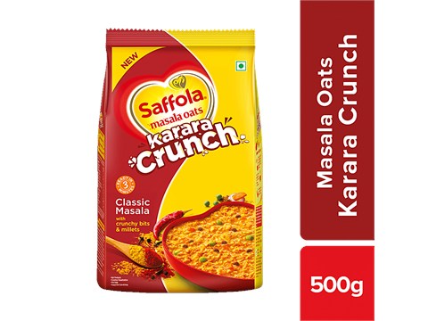 Saffola Masala Oats - Karara Crunch, Classic Masala, Tasty Recipe, 500 g