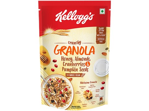 Kellogg's Crunchy Granola Breakfast Cereal - Honey, Almonds, Cranberries & Pumpkin Seeds, 450 g