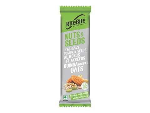 RiteBite Max Protein Multigrain Energy Bar - Nuts & Seeds, Healthy Snack, High In Protein & Fibre, Cashews, Almond, Pumpkin Seeds, Flaxseeds, Sugar Free, 35 g