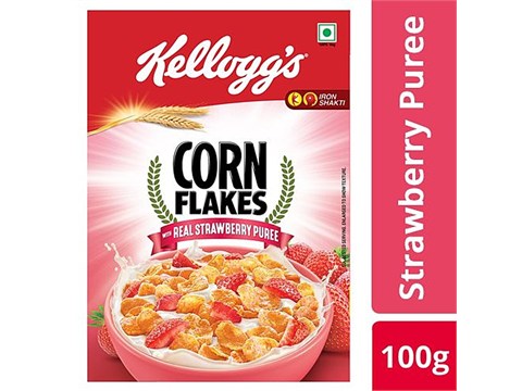 Kellogg's Corn Flakes With Real Strawberry Puree, 100 g