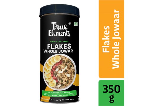 True Elements Whole Jowar Flakes - Honey & Almonds, Helps In Digestion, 350 g