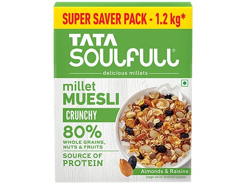 Tata Soulfull Crunchy Millet Muesli Breakfast Cereal With Almonds & Raisins, 1.2 kg