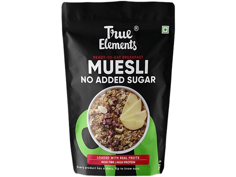True Elements Muesli With No Added Sugar - Ready To Breakfast, Loaded With Real Fruits, 145 g